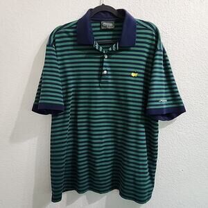 Masters Collection Mens XL Golf Polo Shirt Embroidered Logo Blue Green Striped